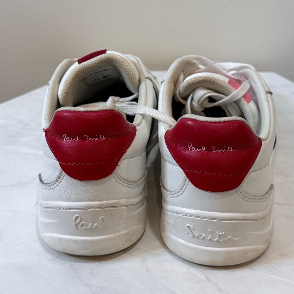 🔥Paul Smith White Leather Sneakers with Navy Accent Size 38 EUC🔥 - Picture 2 of 5